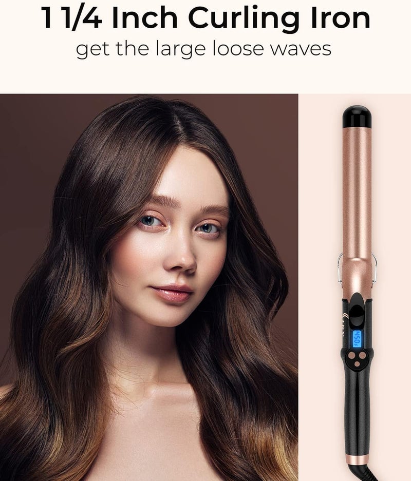 IKV 1 1/4 Inch Extra Long Barrel Curling Iron, Ceramic Tourmaline Curling Wand Professional Dual Voltage - Image 2